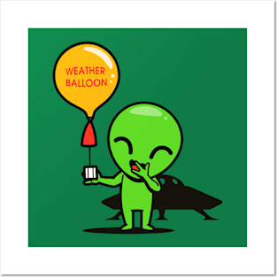 Weather Balloon Funny Cute Original Cute Alien Cartoon Posters and Art